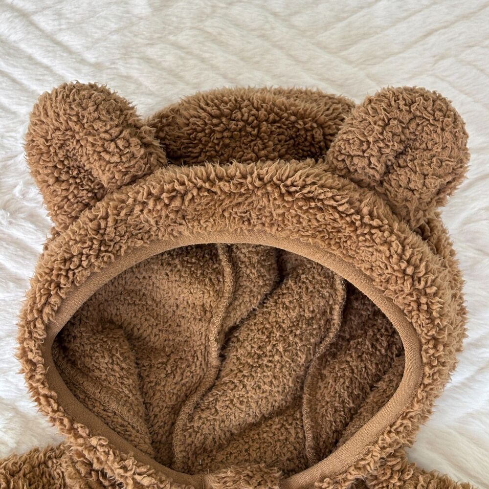 The North Face Baby 12-18M Campshire Bear Ears Teddy Brown Fleece Zip Hoodie - Picture 4 of 10